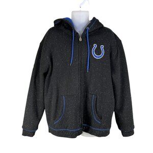 NFL Pro Line Men XL Indianapolis Colts Black Speckled Hoodie Jacket Sherpa Lined